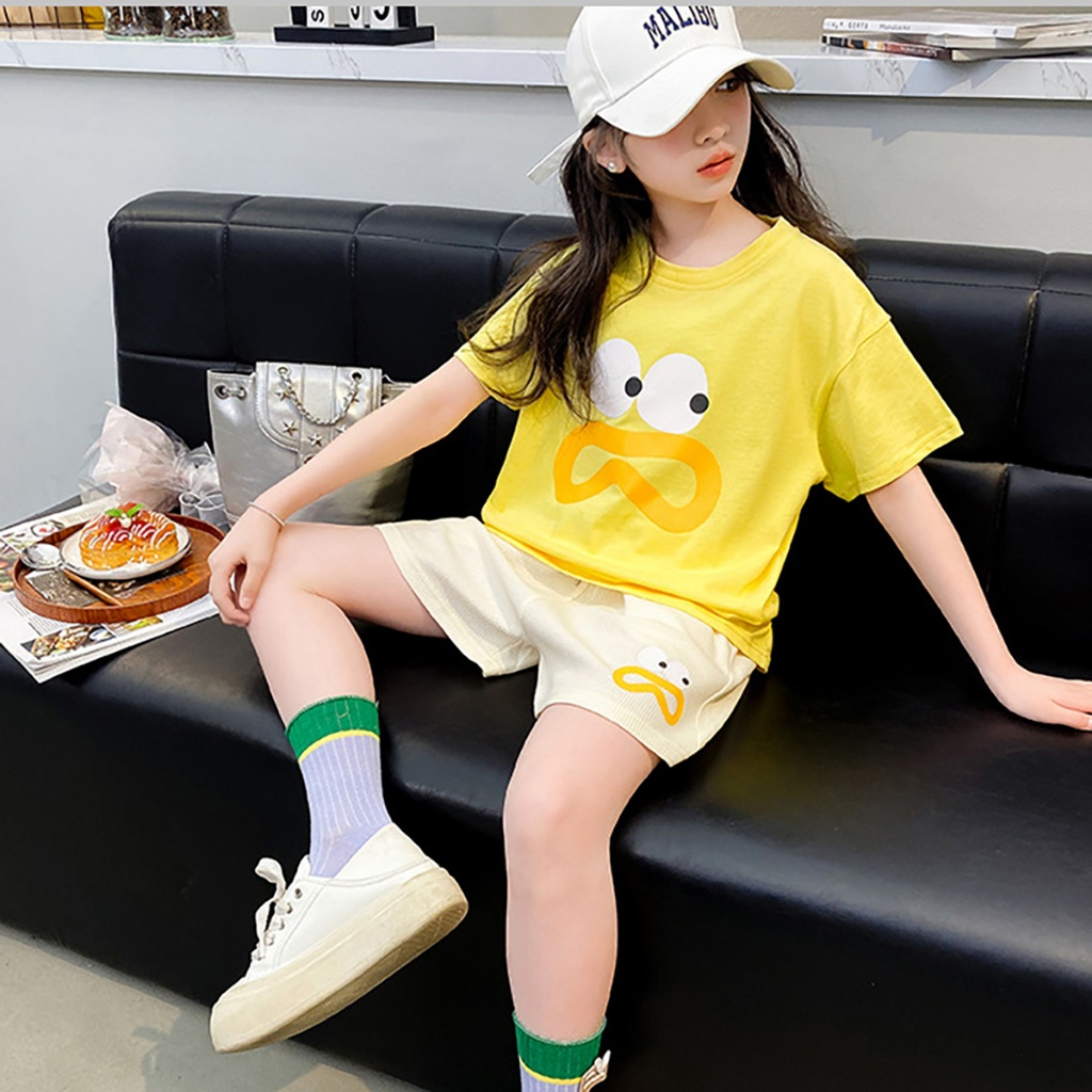 Beryl kids🌸ชุดเซ็ทเด็กผู้หญิง แฟชั่น🎀เสื้อผ้าแขนสั้นกางเกงขาสั้นลูกสาวเกาหลี ลําลอง พิมพ์ลายน่ารัก 2ชิ้น ใส่สบาย ฤดูร้อน - รูปที่ 5