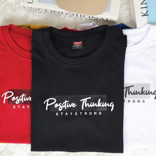 ผ้า cotton แท้ 100% [Super Soft] อย่างดี หนานุ่ม ใส่สบาย ไม่ร้อน ลาย Positive Thinking (no.232)
