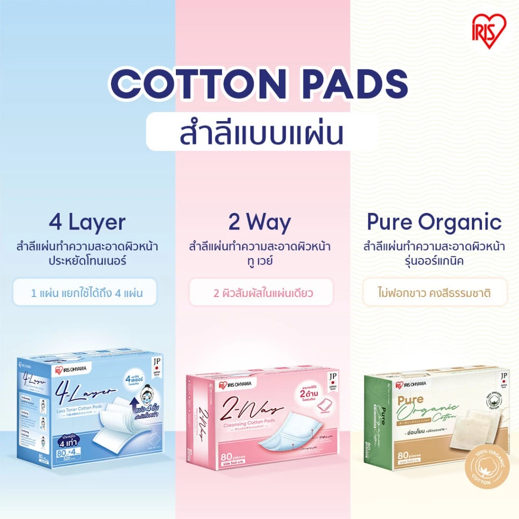 IRIS OHYAMA 4-Layer Less Toner Cotton Pads สำลี 4 ชั้น 1แผ่นแยกได้ถึง 4ชิ้น อ่อนโยนเนื้อสัมผัสนุ่ม thumbnail 5
