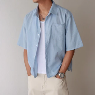 IBB LINEN CROPPED SHIRTS เสื้อเชิ้ตผ้าลินิน100% ทรงครอป เนื้อผ้าบางเหมาะสำหรับใส่เป็นเสื้อคลุม