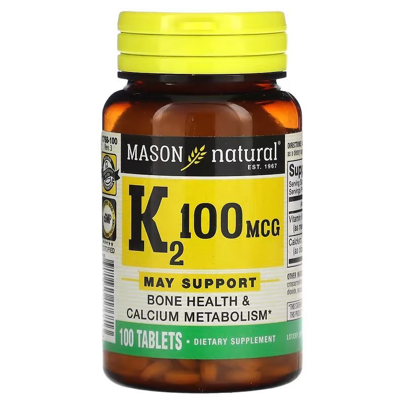 วิตามินเค2 Mason Natural, Vitamin K2, 100 mcg, 100 Tablets