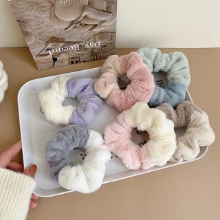 L056 ยางรัดผมสีทูโทน เส้นใหญ่ 9.5 ซม. ผ้านุ่ม พร้อมส่งจากไทย