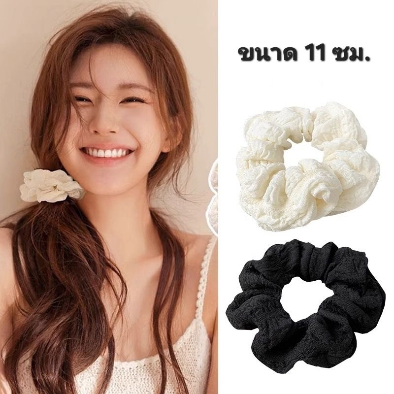 L061 ยางรัดผมรุ่นพัฟขนาดใหญ่ 11 ซม. ผ้านุ่ม พร้อมส่งจากไทย