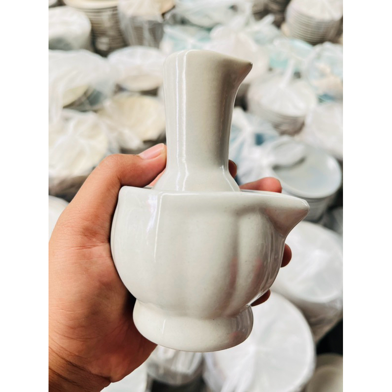 ที่กรวดน้ำเซรามิค ขวดกรวดน้ำ สีขาว ครบชุด - รูปที่ 5