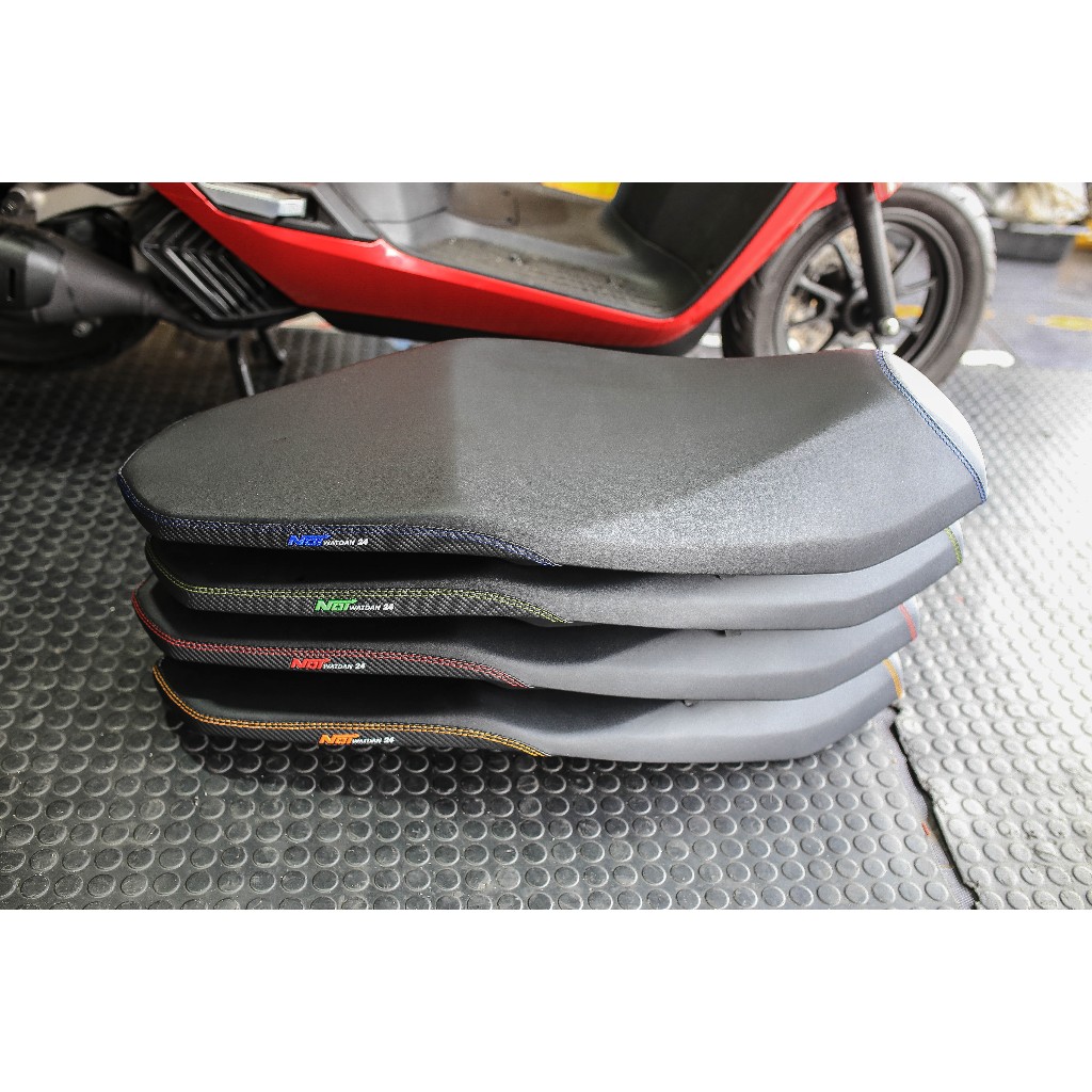 เบาะ2ตอนทรงกลาง PCX160-150ปี2018ขึ้นไป-PCX160- โครงเทียม ร้านหน่อยวัดด่าน ผ้าเรดเดอร์ ด้ายมี ส้ม เขี