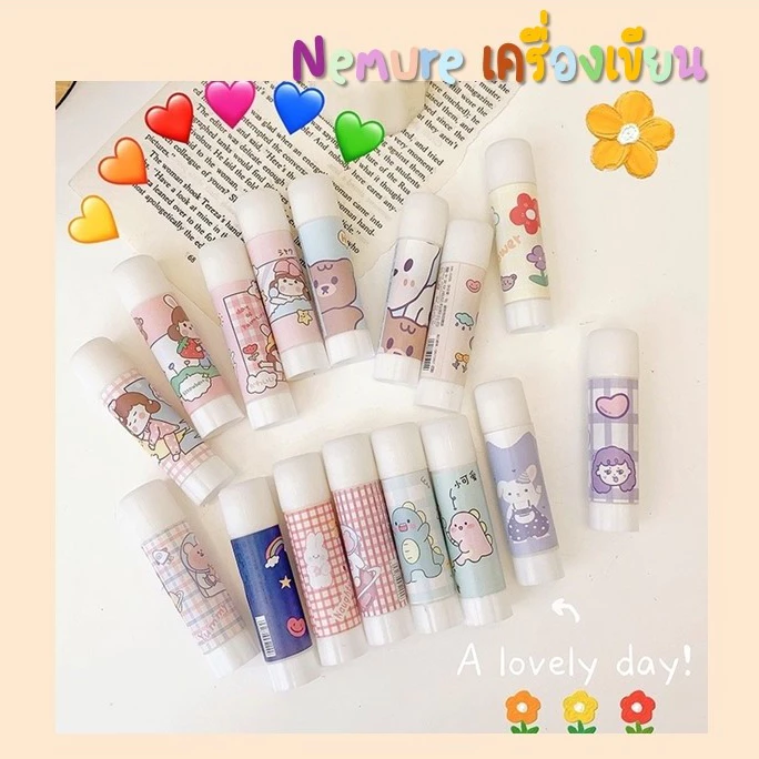 (P-110) กาวแท่ง 9 กรัม glue stick คุณภาพดี ลายน่ารัก เกาหลี การ์ตูน กาวPVA กาวแท่งพกพา พกพาสะดวก อุปกรณ์เครื่องเขียน