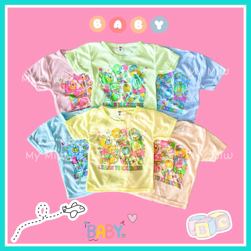 (เซ็ต 6 ตัว 150 บาท)เสื้อแขนสั้นสีพิมพ์การ์ตูน ผ้านิ่ม ใส่สบาย ไม่ระคายเคือง  สินค้าพร้อมส่งทุกวัน