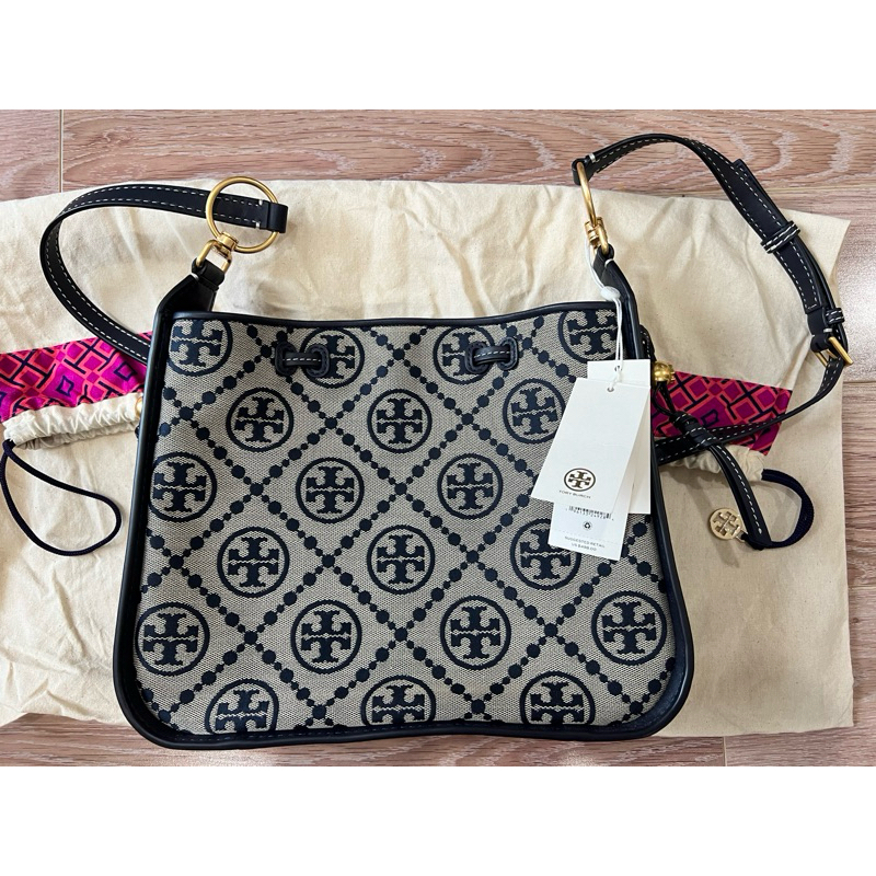 Tory Burch Jacquard Bell Bag T Monogram Navy ของใหม่ แท้100%