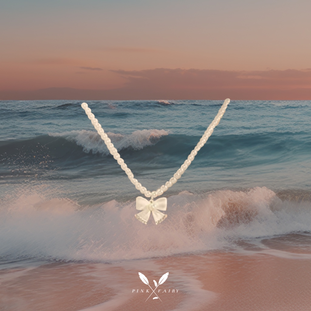 Bow Necklace สร้อยมุกตกแต่งโบว์