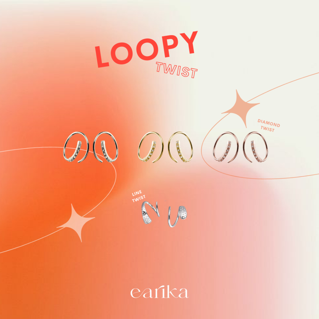 earika.earrings - loopy twist collection รวมต่างหูเกลียวไร้แป้น เงินชุบ ผิวแพ้ง่ายใส่ได้