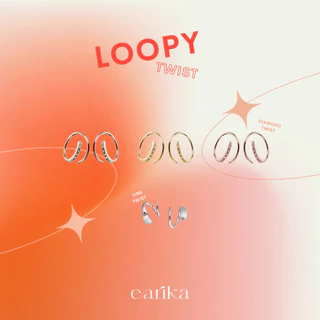 earika.earrings - loopy twist collection รวมต่างหูเกลียวไร้แป้น ก้านเงินแท้ชุบทองคำขาว/ทอง ผิวแพ้ง่ายใส่ได้