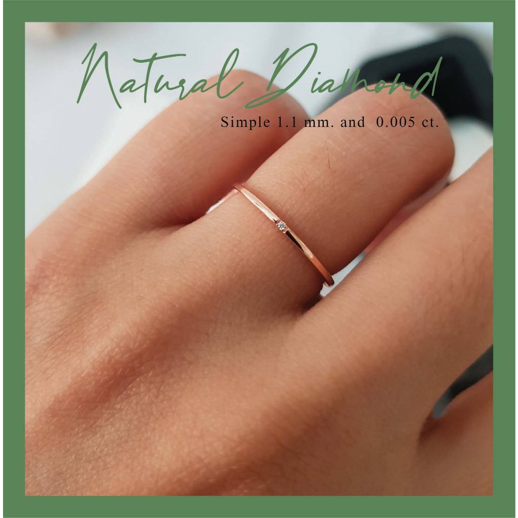 แหวนเพชรแท้ธรรมชาติ 1 Stone (ตัวเรือน 18k, 9k) Simple 1.1 mm. _ThankyouJewelry