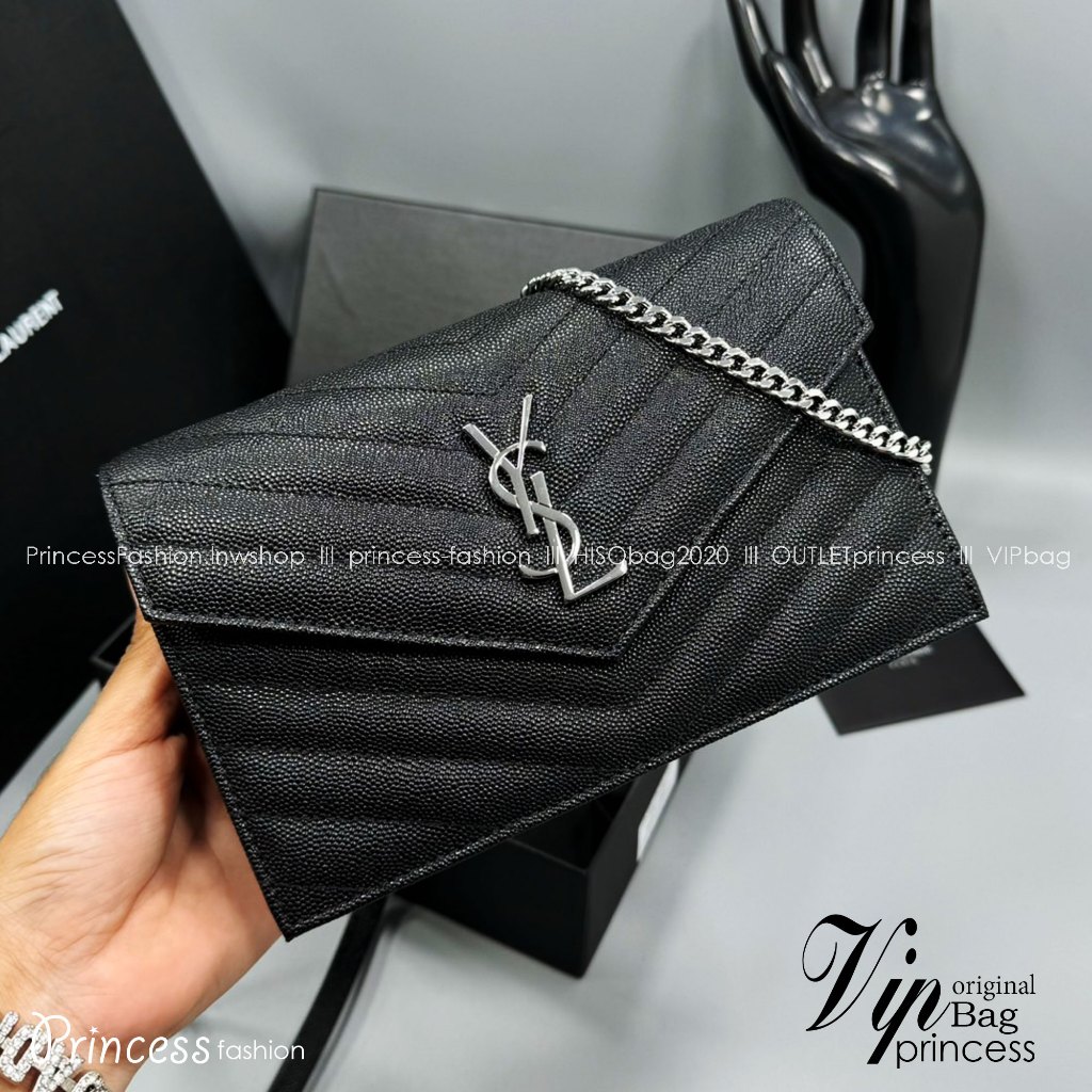 7สีORI Envelope WOC 7.5 Wallet on chain / Clutch Bag 7.5" กระเป๋าสะพายรุ่นยอดนิยม เกรดหนังคาเวียร์สว