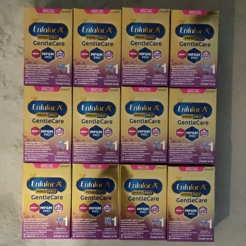 (12 กล่อง = ปริมาณ 160×12= 1,920 กรัม) นมผง Enfalac A+ mindpro gentle care สูตร1 (แรกเกิด-1ปี) ขนาด160 กรัม