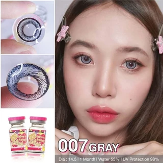 คอนแทคเลนส์ มี อย.ไทย รุ่น 007/Hanabi สีเทา/ตาล Gray/Brown มีค่าสายตา (0.00)-(-7.00) รายเดือน