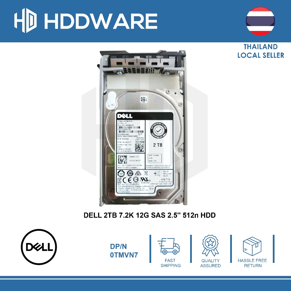 DELL 2TB 7.2K 12G SAS 2.5'' 512n HDD // 0TMVN7 // TMVN7 // ST2000NX0463