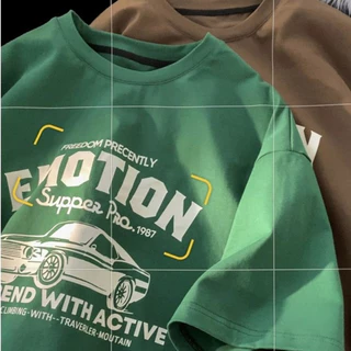 เสื้อยืดแขนสั้น ลายพิมพ์แนววินเทจร่วมสมัย ทรงหลวม ทรงบอย สไตส์เกาหลี เนื้อผ้าดี นุ่ม