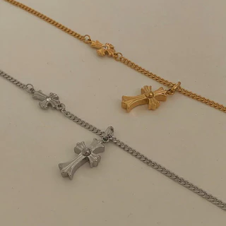 สร้อยสเตนเลส HER OBJECTIVE_HER DOUBLE CROSS PENDANT NECKLACE