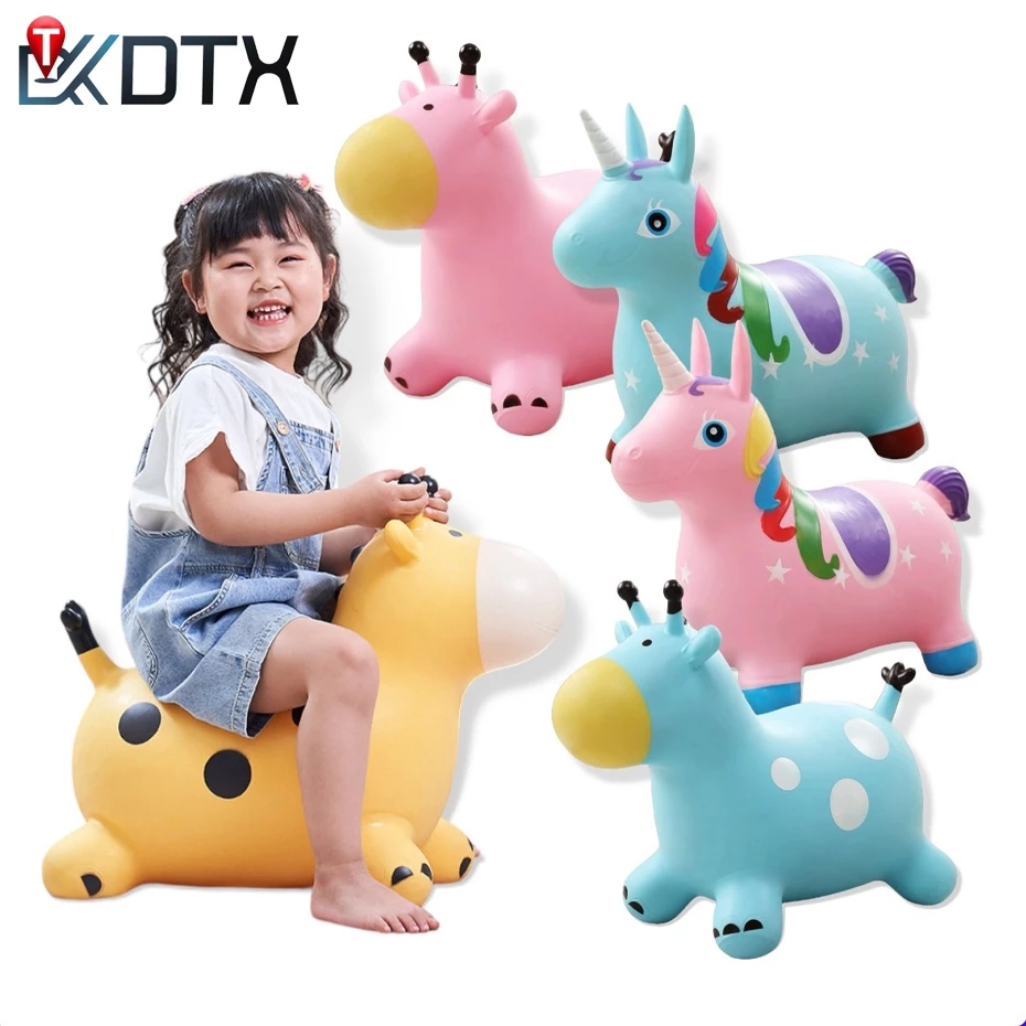 DTX ตุ๊กตายางกระโดดเด้งดึ๋ง ยางหนา เหมาะสำหรับเด็ก 1-4 ปี ปลอดภัย ม้าโยก ตุ๊กตาสัตว์น่ารัก ของเล่นเด็ก