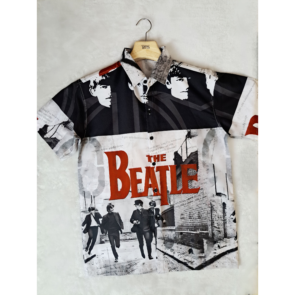 เสื้อเชิ้ตฮาวาย ลายThe Beatles ผ้าไหมอิตาลีแท้ เสื้อวงThe Beatles