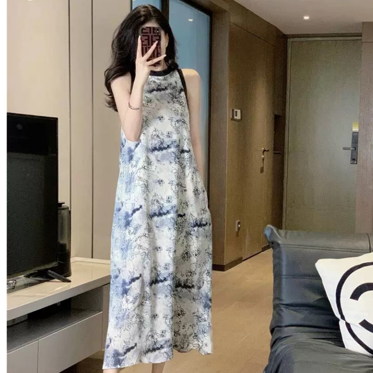 ชุดเดรสลายดอกไม้หินอ่อน คุณแม่ตั้งครรภ์สามารถใส่ได้จ้า สาวอวบสาวอ้วนใส่ได้ สาวเอวบางร่างเล็กใส่ได้