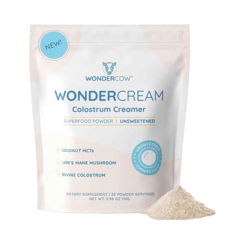 (110 G) WonderCow Bovine Colostrum Superfood Creamer Supplement Powder w/Organic Lions Mane Mushroom