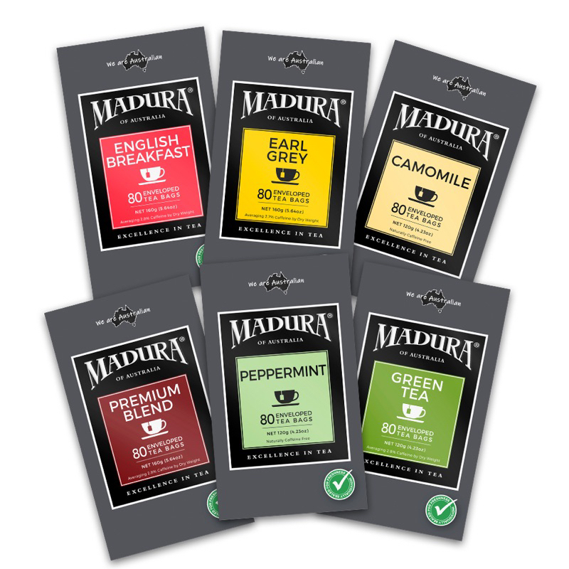 F/T/W Madura tea 20bags earl grey/green tea/camomile/pure assam/premium/jasmine/peppermint นำเข้าจากออสเตรเลีย🇦🇺