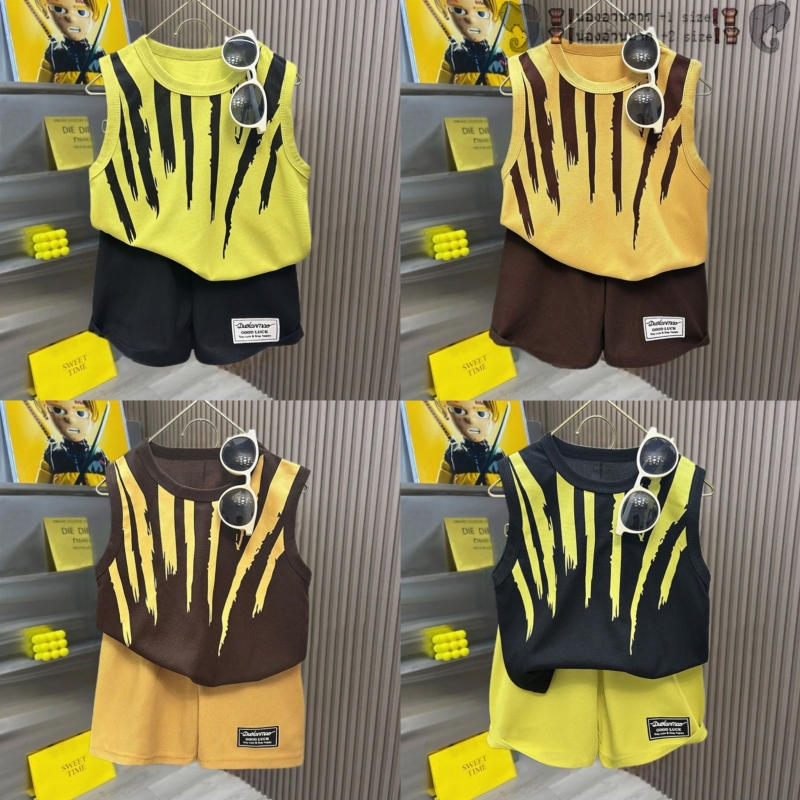 ชุดเซ็ทเด็กผู้ชาย เสื้อแขนกุดเด็ก+กางเกงขาสั้น เซต 2 ชิ้น เสื้อกั๊กเด็กผู้ชาย ไซส์80-120 ชุดเด็กผู้ชาย แฟชั่นฤดูร้อน