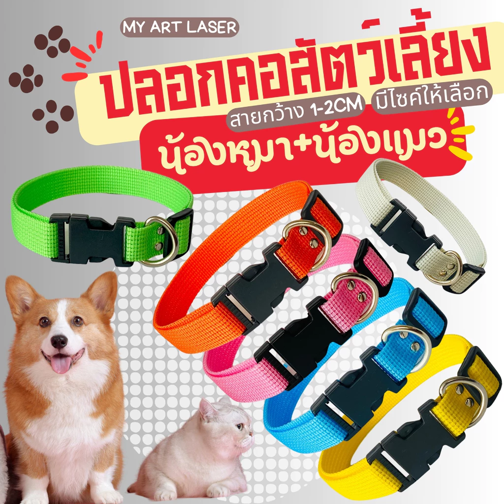 ปลอกคอแมว สุนัข สร้อยสัตว์เลี้ยง ปรับขนาดได้ พร้อมกระดิ่งคละสี สินค้าส่งจากไทย (B12)