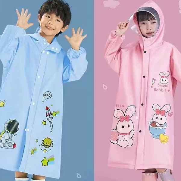 ชุดกันฝนเด็ก Kuromi หมวกปีกใหญ่ กระเป๋านักเรียน กันน้ำ thumbnail 7