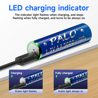 PALO 1.5V แบตเตอรี่ USB ชาร์จเร็ว AA3600mWh / AAA1110mWh Li-ion แบตเตอรี่