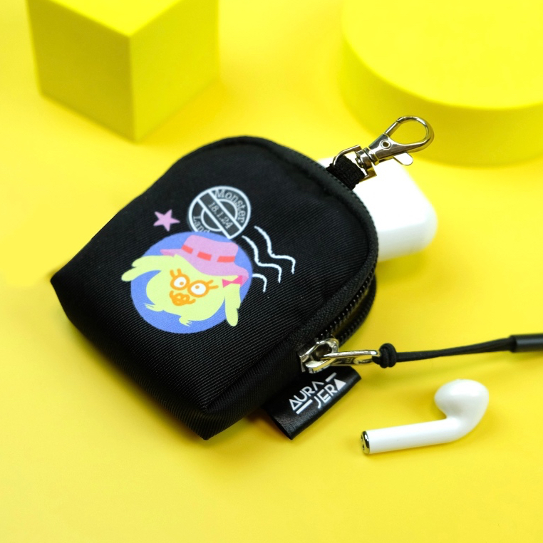 สกรีนชื่อฟรี พร้อมส่ง กระเป๋าใส่ AIRPOD กระเป๋าแอร์พอด ลาย monster แบรนด์ Aura Jera