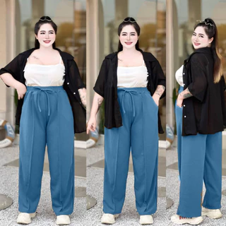 (โปรเดือน 8.8 .) A11 กางเกงตีเกล็ดหน้า ทรงกระบอกเอว 28-50" สาวอวบใส่ได้ ผ้าวูลเวฟ ยืดใส่สบาย สไตล์สาวอวบ