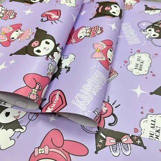 วอลเปเปอร์ติดผนัง Kuromi PVC กาวในตัว กันน้ำ ติดเองได้ กว้าง 45 ซม. Wallpaper Sticker