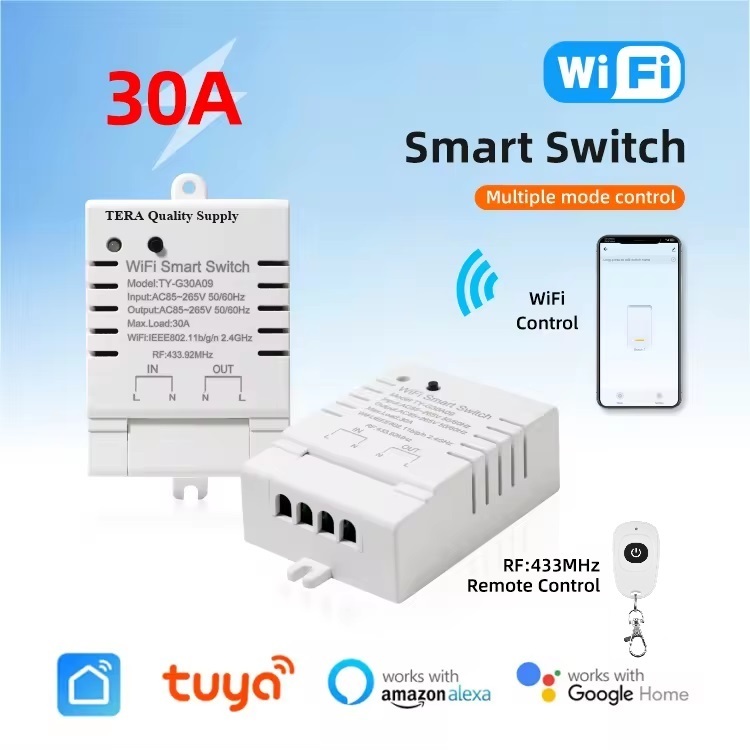 Tuya Wifi Samrt Switch สวิตช์อัจฉริยะ เปิด-ปิด 30A สั่งงานผ่าน มือถือ รองรับ รีโมต RF remote