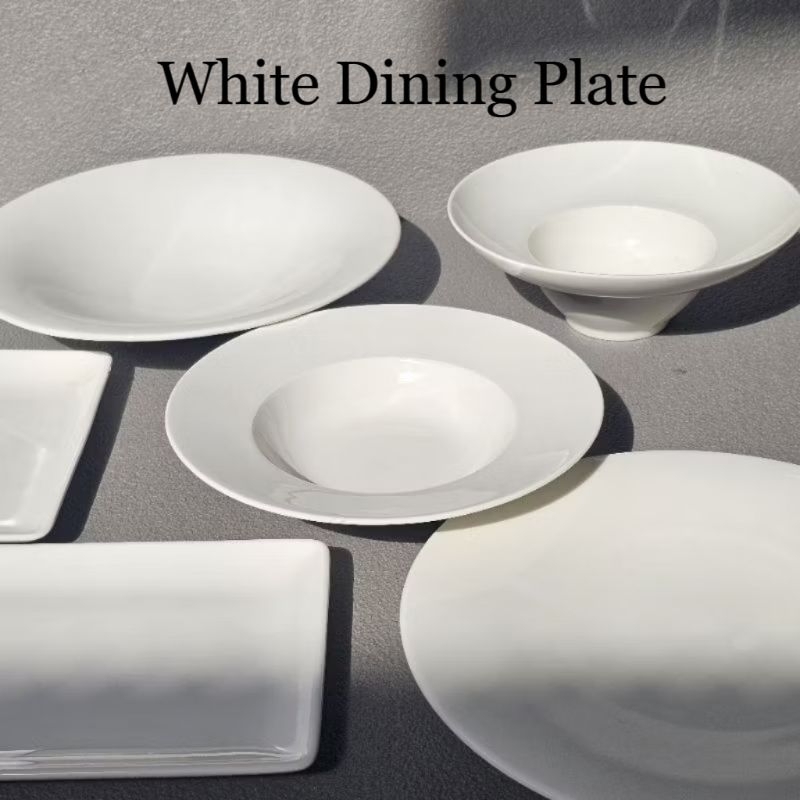 จานดินเนอร์ สีขาว จานFine Dining เนื้อพอสเลน