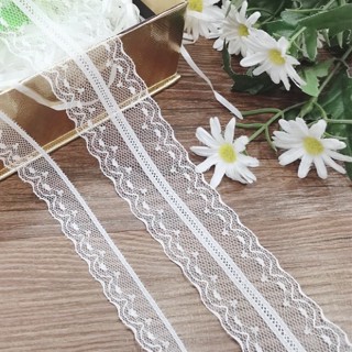 ริบบิ้นลูกไม้ ลูกไม้ ใช้ทำโบว์ ใช้ตกแต่งเสื้อผ้า กระเป๋า ตกแ…