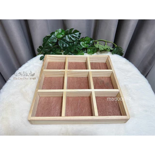 Madoodiiz ถาดไม้9ช่อง กล่องไม้ กะบะไม้ (ถาด9ช่อง) 30*30*4cm พร้อมส่ง