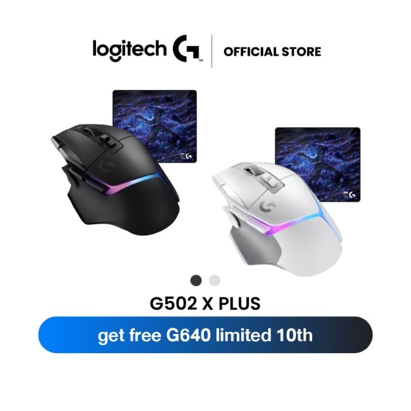 Logitech G502 X PLUS LIGHTSPEED Wireless RGB Gaming Mouse รับฟรี Logitech G640 Limited 10th anniversary