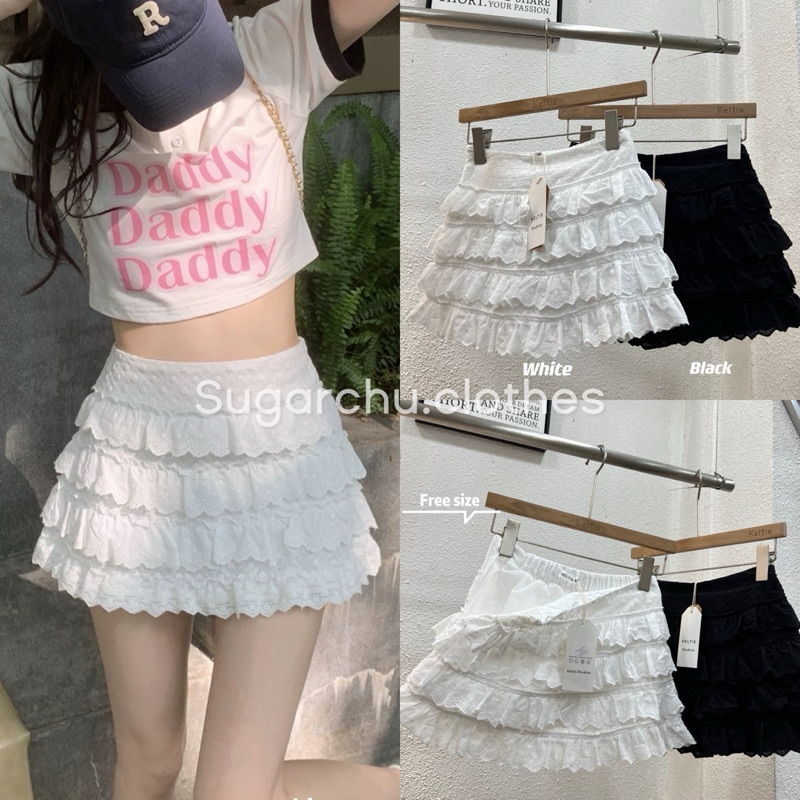 (อ่าน❗️สินค้าตัวเล็ก ใครตัวใหญ่ไม่แนะนำ❗️กระโปรงลูกไม้สุดคิ้ว เนื้อผ้านิ่ม แต่งด้วยลูกไม้ มีซับใน เอวหลังสม้อค รหัส 2315