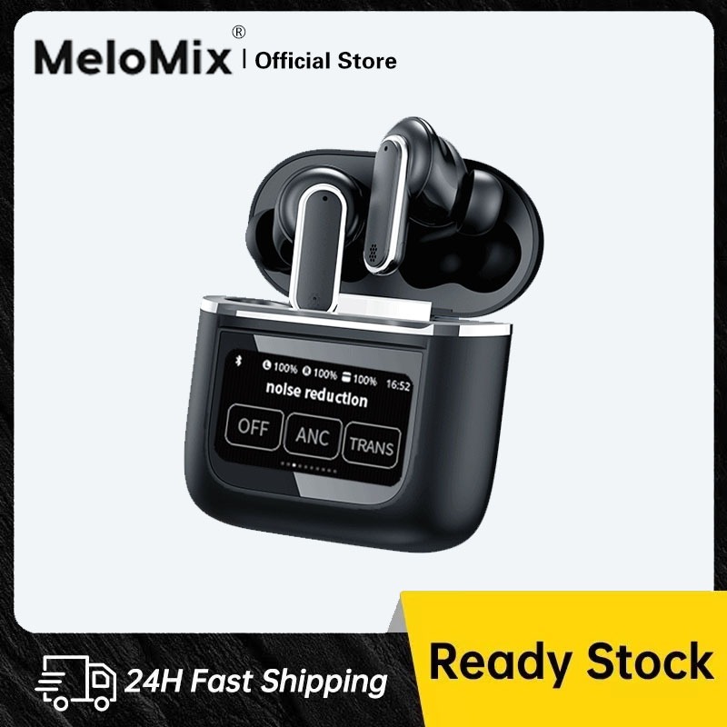 MeloMix หูฟังบลูทูธไร้สาย HIFI หน้าจอเคสแบบสัมผัส LCD กันน้ํา หูฟังบลูทูธตัดเสียงรบกวน สําหรับเล่นเกม การใช้งานยอดเยี่ยม