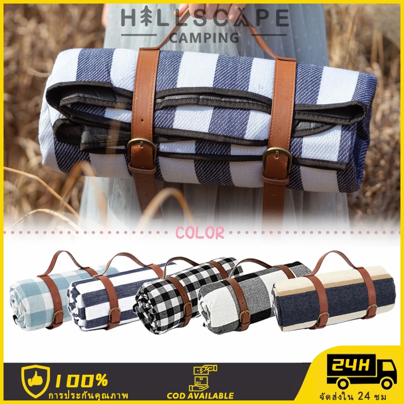 เสื่อปิคนิค ผ้าห่มปิกนิก สามารถพับได้ ผ้ากันน้ำแบบหนา สไตล์ย้อนยุคระดับไฮเอนด์ เหมาะสำหรับปิกนิกชายหาด