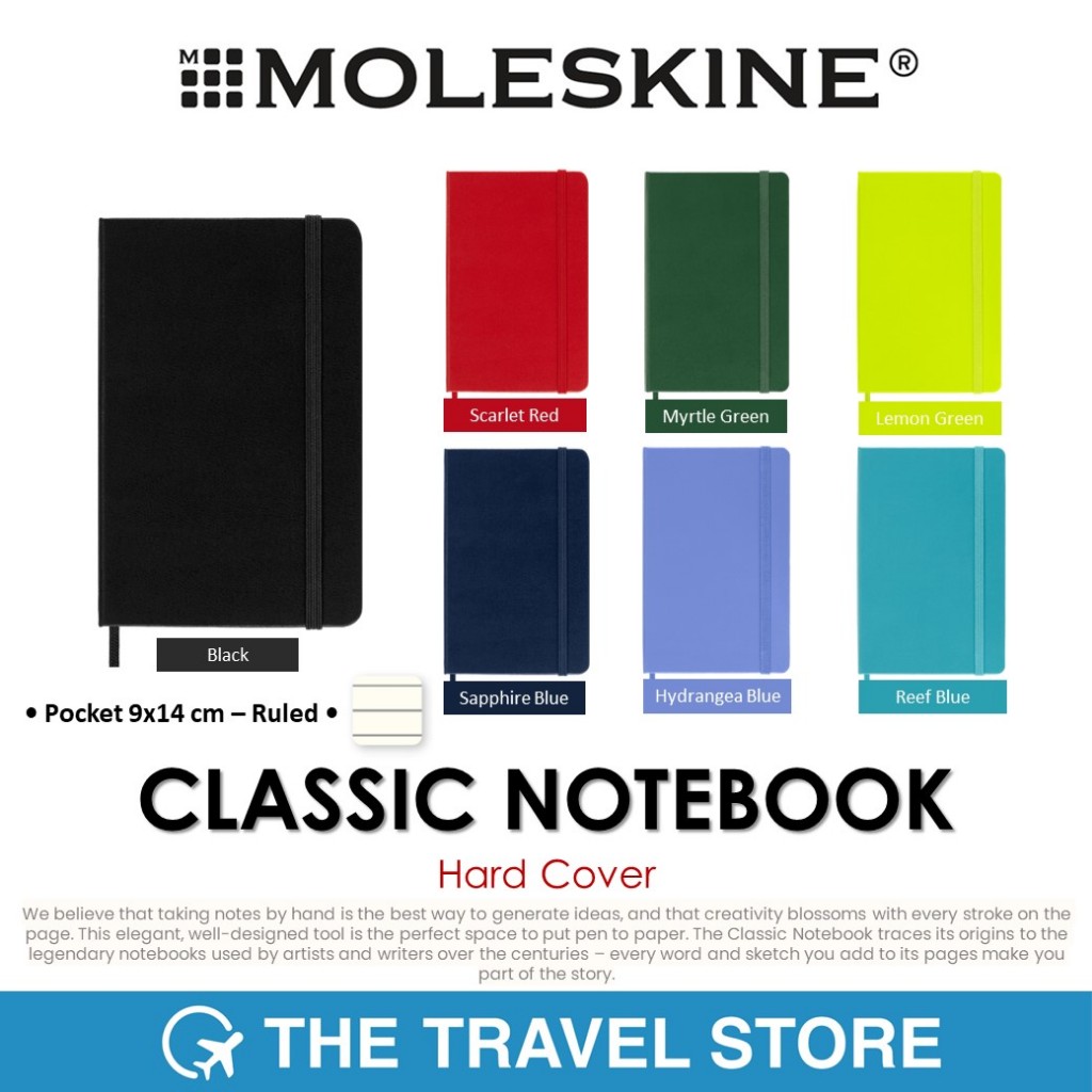 MOLESKINE Classic Notebook Hard Cover | Ruled | Pocket 9x14 cm สมุดโน๊ต ปกแข็ง มีเส้นบรรทัด ไซส์พกพา