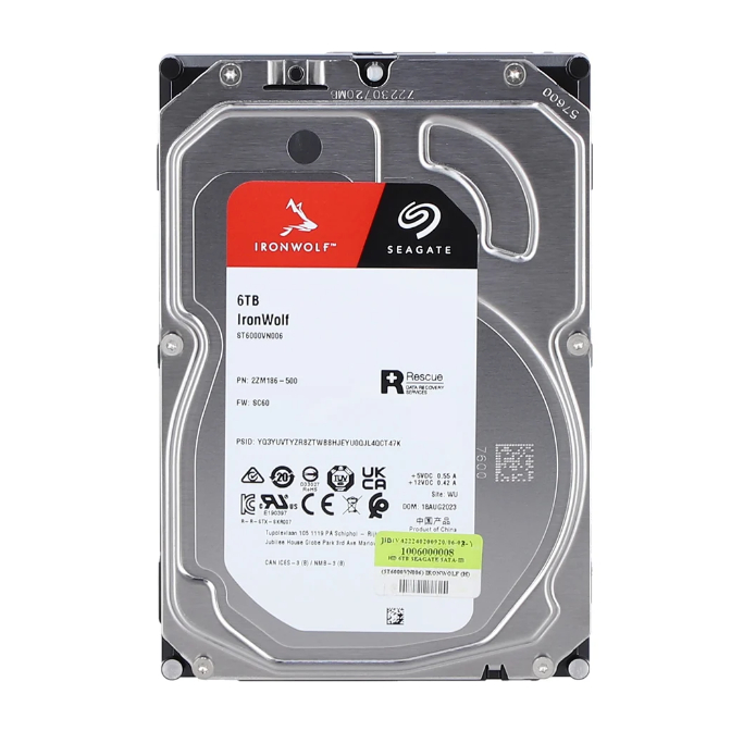 6 TB 3.5" HDD (ฮาร์ดดิสก์ 3.5") SEAGATE IRONWOLF - 5400RPM SATA3 (ST6000VN006)