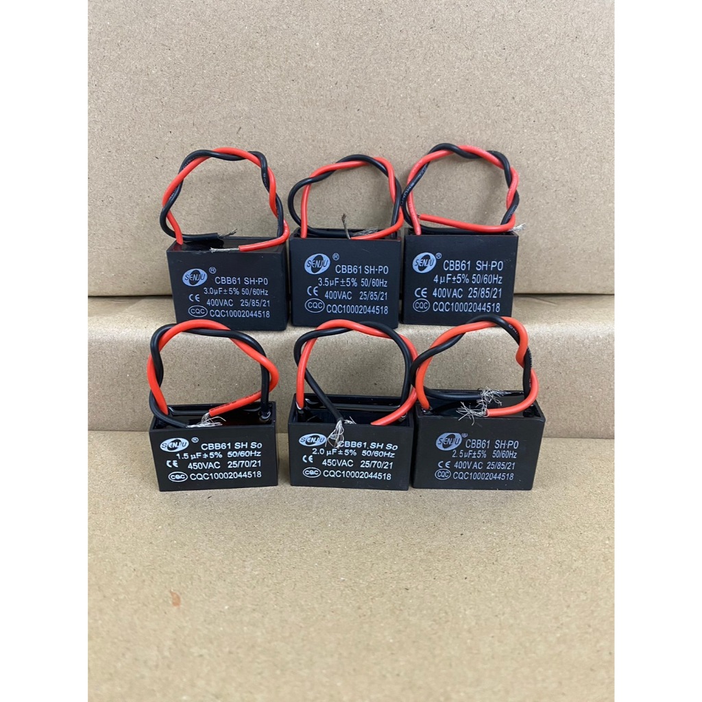 LXJ999แคปพัดลม แอร์ ขนาด 1.5UF 2UF 2.5UF 3UF 3.5UF 4UF 400 Vac แคปรัน คาปาซิเตอร์ราคา1ชิ่น