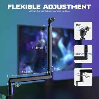 FIFINE BM88 LOW-PROFILE MICROPHONE ARM STAND WITH CABLE CHANNELING
