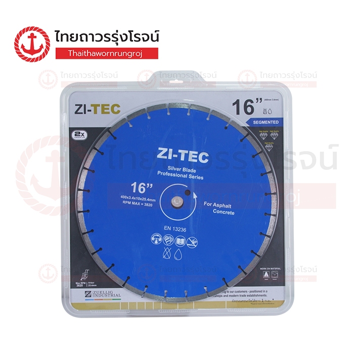 ZI-TEC ใบตัดถนน 16นิ้ว 3.4mm / 16นิ้ว 10mm |ชิ้น| TTR Store