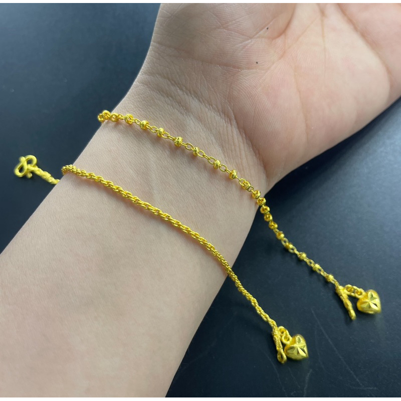 สร้อยข้อมือ1สลึง แบบห้อยตุ้งติ้ง ใส่อาบน้ำได้ เล็กๆงานไทย