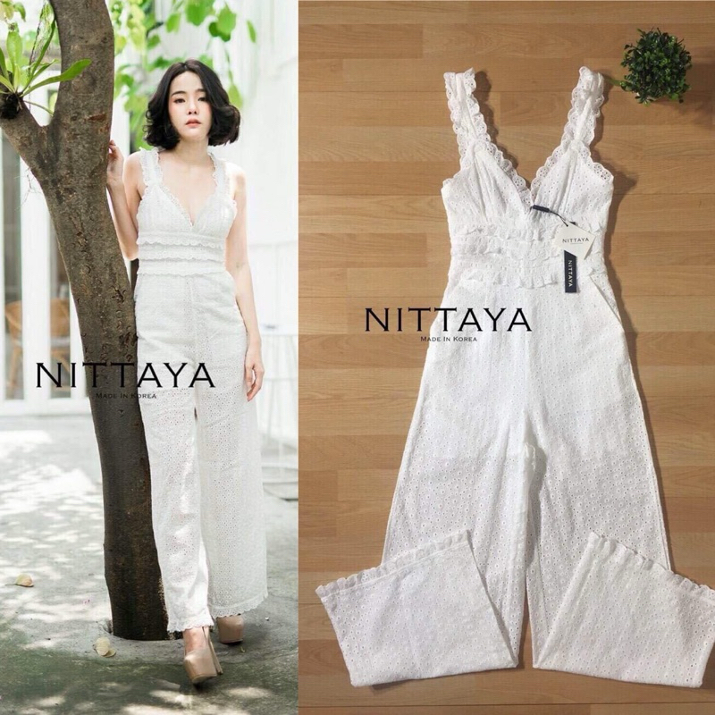 NITTAYA จั๊มสูทขายาวสีขาว