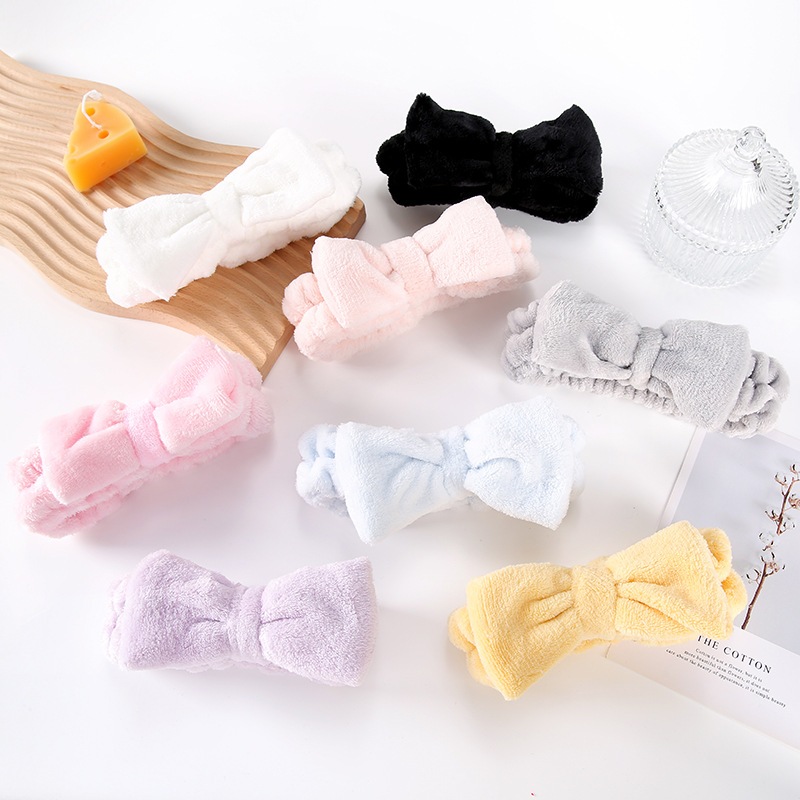SFD-01 【สีพื้น】ที่คาดผมแต่งหน้า ผ้าคาดผม หนังยางรัดผมสไตล์เกาหลี รูปโบว์